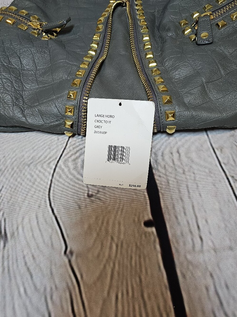 Betsey Johnson Y2K Gray Leather Studded Hobo Bag - Picture 12 of 12